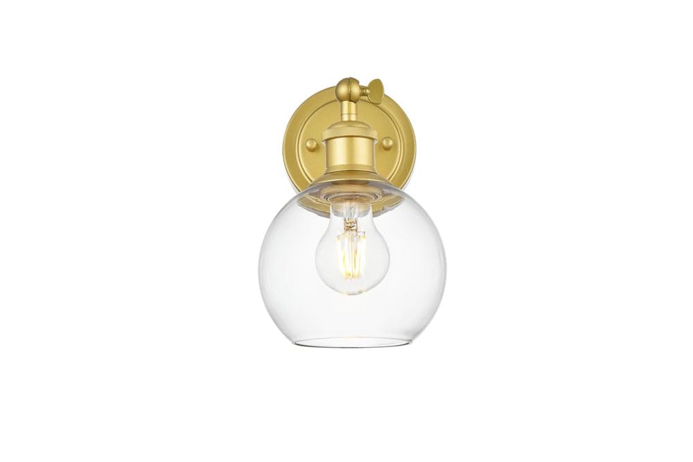 Living District Kai 1-Light Metal & Glass Bath Sconce In Brass/Clear