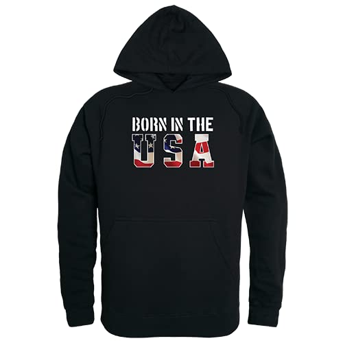 Graphic Pullover,Born in the US, Black, 2X