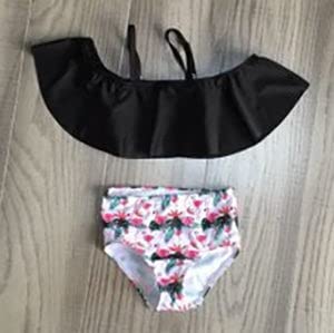 AL Limited Girls 2 piece Black Ruffle Bikini bathing suit