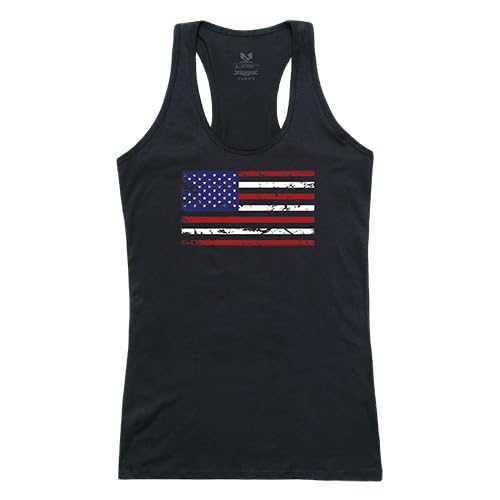Graphic Tank, US Flag, Black, 2X