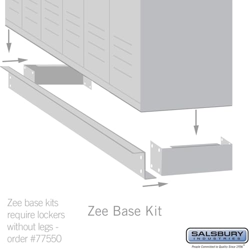 Zee Base Kit - 4 Inches High, 6 Foot Length - for 15 Inch Deep Metal Lockers (Includes 6 Foot Front Base, 2 End Bases, Corner Splicer and 4 Rear Legs) - Tan