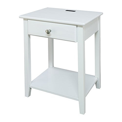 Casafoyer Night Owl Nightstand with USB Port-White - (Pack Of 2)