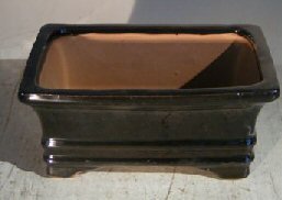 Black Ceramic Bonsai Pot - Rectangle<br><i>6.125 x 5.0 x 2.125</i>