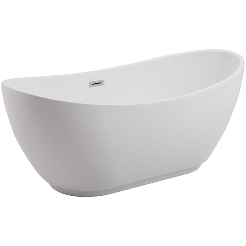 Elegant Decor Indoor Modern 62 Inch Soaking Bathtub In Glossy White - 62X28.3X24