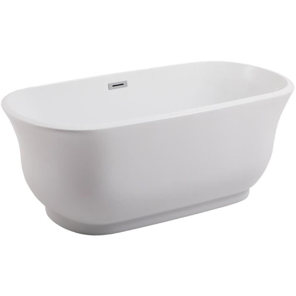Elegant Decor Indoor Modern 59 Inch Soaking Bathtub In Glossy White - 59X28.3X22