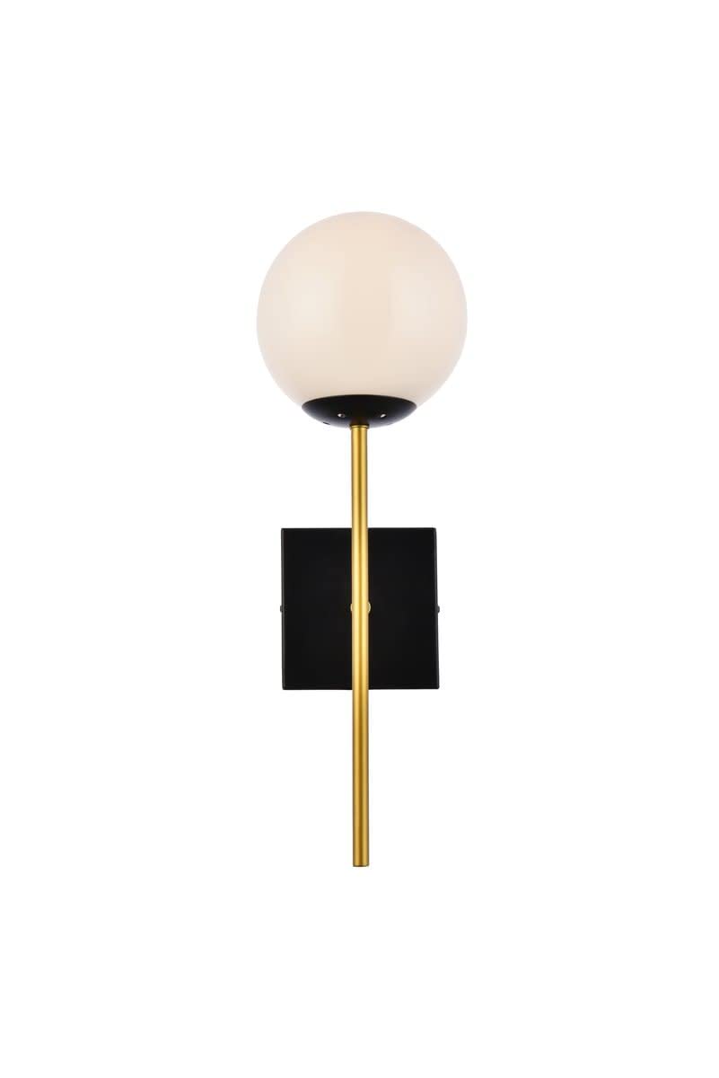 Living District Neri 1-Light Metal Wall Sconce W/White Shade In Black And Brass