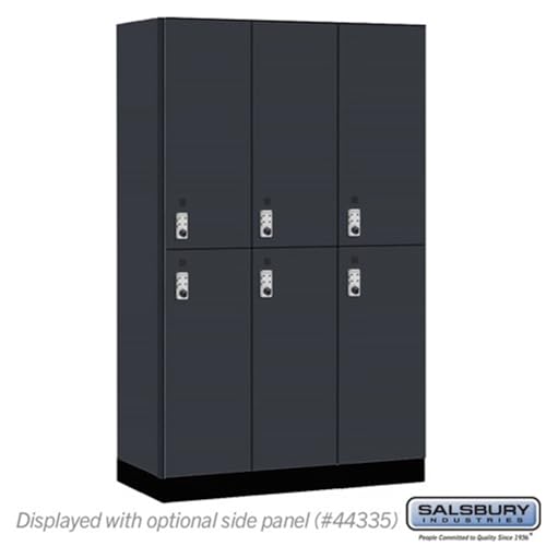 Salsbury 15 Wide Premier Wood Locker-Double Tier-3 Wide-6 Feet High-21” Deep-Carbon Mesh-Silver Resettable Combination Locks