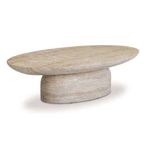 Tov Furniture Sonia Faux Travertine Indoor/Outdoor Concrete Coffee Table