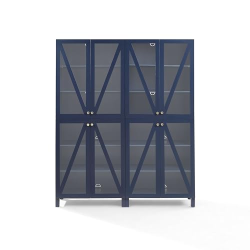 Casafoyer Furniture Cassai 2-Piece Pantry Storage Cabinet Set with Shelves, Kitchen, Dining, or Laundry Room, Navy