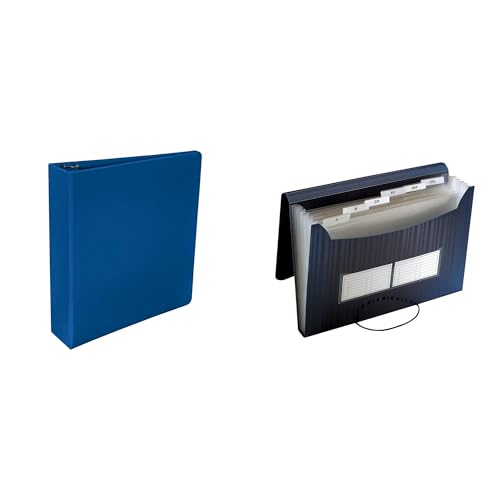 Casafoyer Polypropylene D-Ring Binder and Poly Expanding File Combo Kit for Office, School, or Home Use