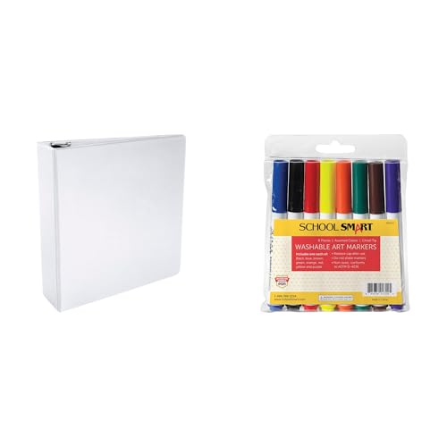 Casafoyer Polypropylene Round Ring Binder &  Quick Dry Washable Marker Combo Kit for Classroom Organization and Creativity