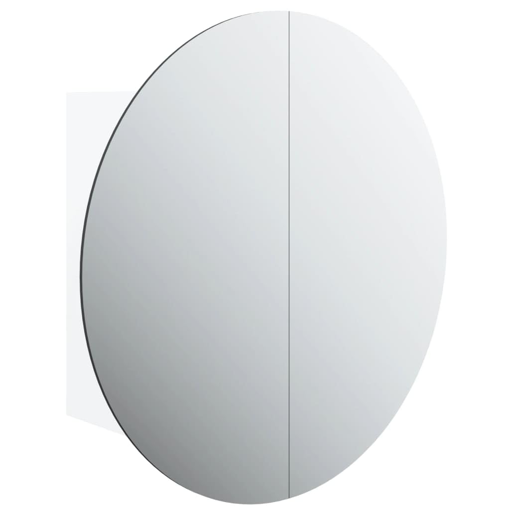 vidaXL Bathroom Cabinet with Round Mirror&LED White 18.5x18.5"x6.9"