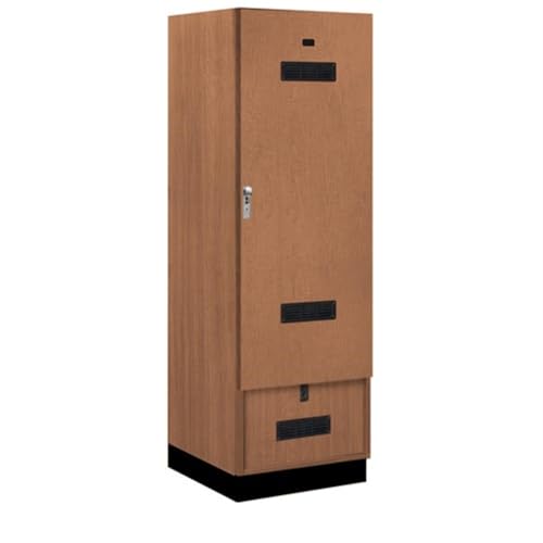 Salsbury 24 Wide Premier Wood Gear Locker - 6 Feet High - 24 Inches Deep - Red Oak - Silver Hasps