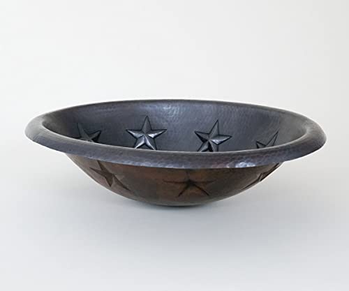INNOVA COPPER OVAL BATH SINK STARS DESIGN ROUND LIP 19X14X6 G18 DARK