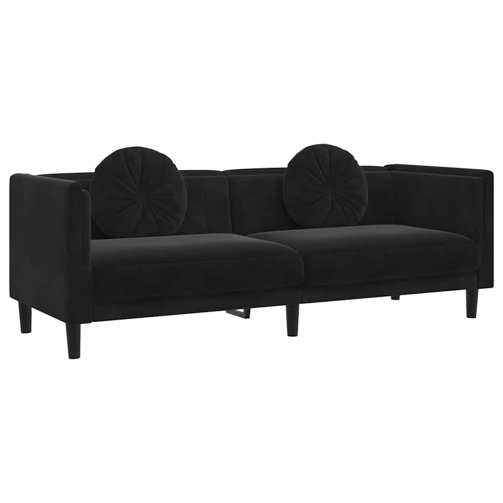 vidaXL Sofa with Cushions 3-Seater Black Velvet