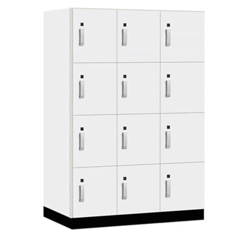 Salsbury 18 Wide Premier Wood Locker-Four Tier-3 Wide-6 Feet High-24” Deep-Arctic White-Silver Electronic Locks