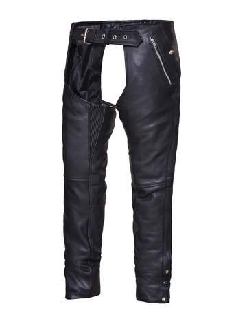 COWHIDE Unisex 4-Pocket Chaps ,Black ,XS