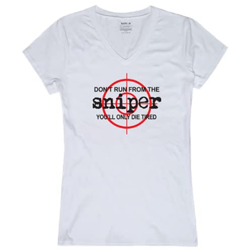Graphic V-Neck, Sniper, White, S