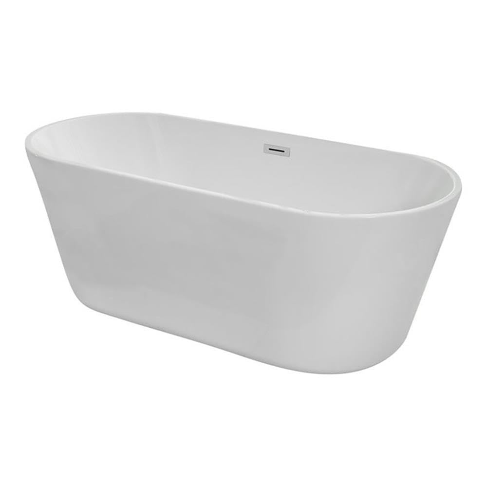 Elegant Decor Indoor Modern 65 Inch Soaking Roll Top Bathtub In Glossy White - 65X28.3X22.8