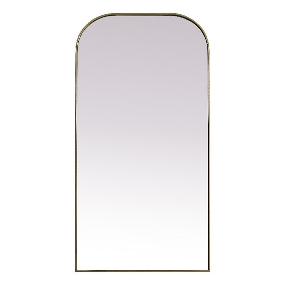Metal Frame Arch Full Length Mirror 35x72 Inch in Brass