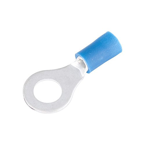 Gardner Bender 10-105 Electrical Ring Terminal, 16-14 Awg, Insulated Barrel, Crimp Connection, 100 Pack, Blue