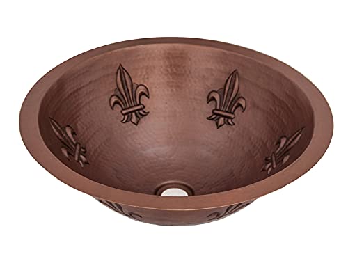 INNOVA COPPER ROUND BATH SINK FLEUR DA LIS DESIGN ROUND LIP 15X15X5 G18 DARK
