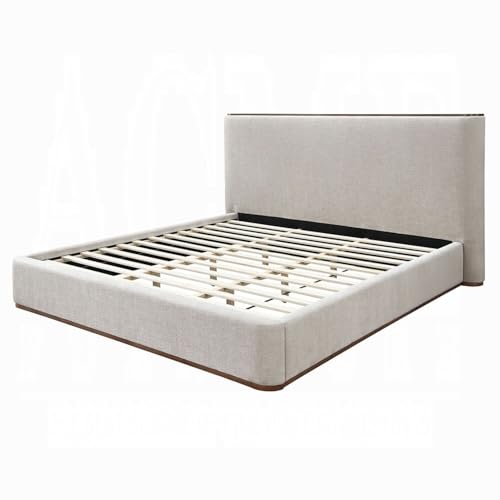 Orion Full Size Bed with Built-In Storage Drawer, Medium Gray Fabric
