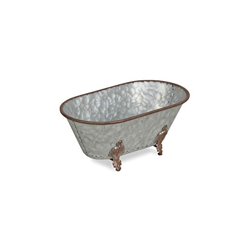 Casafoyer Lavande Metal Fleur-de-Lis Tub Decor - Large - Galvanized - (Pack Of 2)