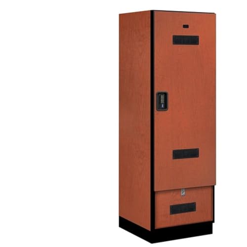 Salsbury 24 Wide Designer Wood Gear Locker - 6 Feet High - 24 Inches Deep - Cherry - Black Electronic Locks