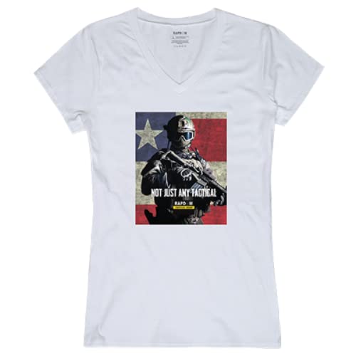 Graphic V-Neck, Not Just Any, White, M