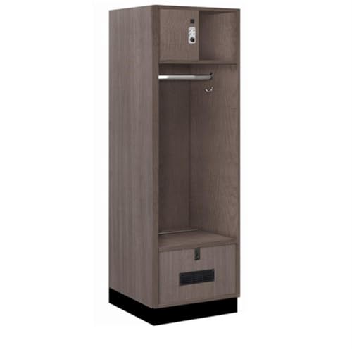 Salsbury 24 Wide Premier Wood Open Access Locker - 6 Feet High - 24 Inches Deep - Skyline Walnut - Silver Resettable Locks