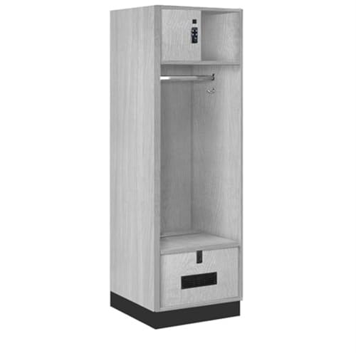 Salsbury 24 Wide Premier Wood Open Access Locker - 6 Feet High - 24 Inches Deep - Silver Teak - Black Resettable Locks