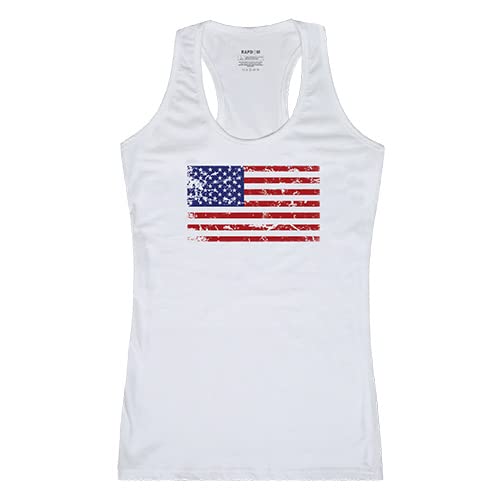 WomenGraphicTank, US Flag 2, White, 2X