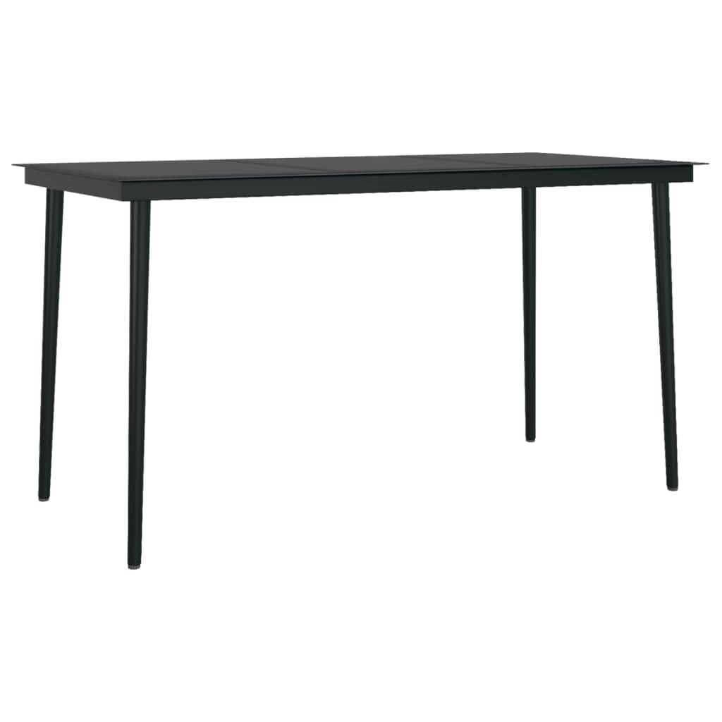 vidaXL Patio Dining Table Black 55.1x27.6"x29.1" Steel and Glass"