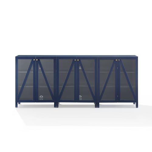 Casafoyer Furniture Cassai 3-Piece Entertainment Center TV Stand, Media Console, Vinyl Record Storage, Navy