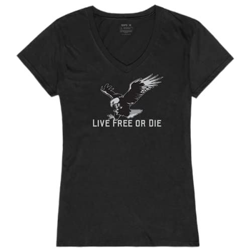 Graphic V-Neck, Live Free, Black, 2X