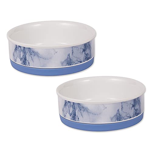Bone Dry Pet Bowl Collection Ceramic Set Medium Blue 2 Piece