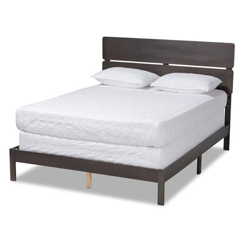 Baxton Studio Anthony Modern And Contemporary Dark Grey Oak Finished Wood King Size Panel Bed
