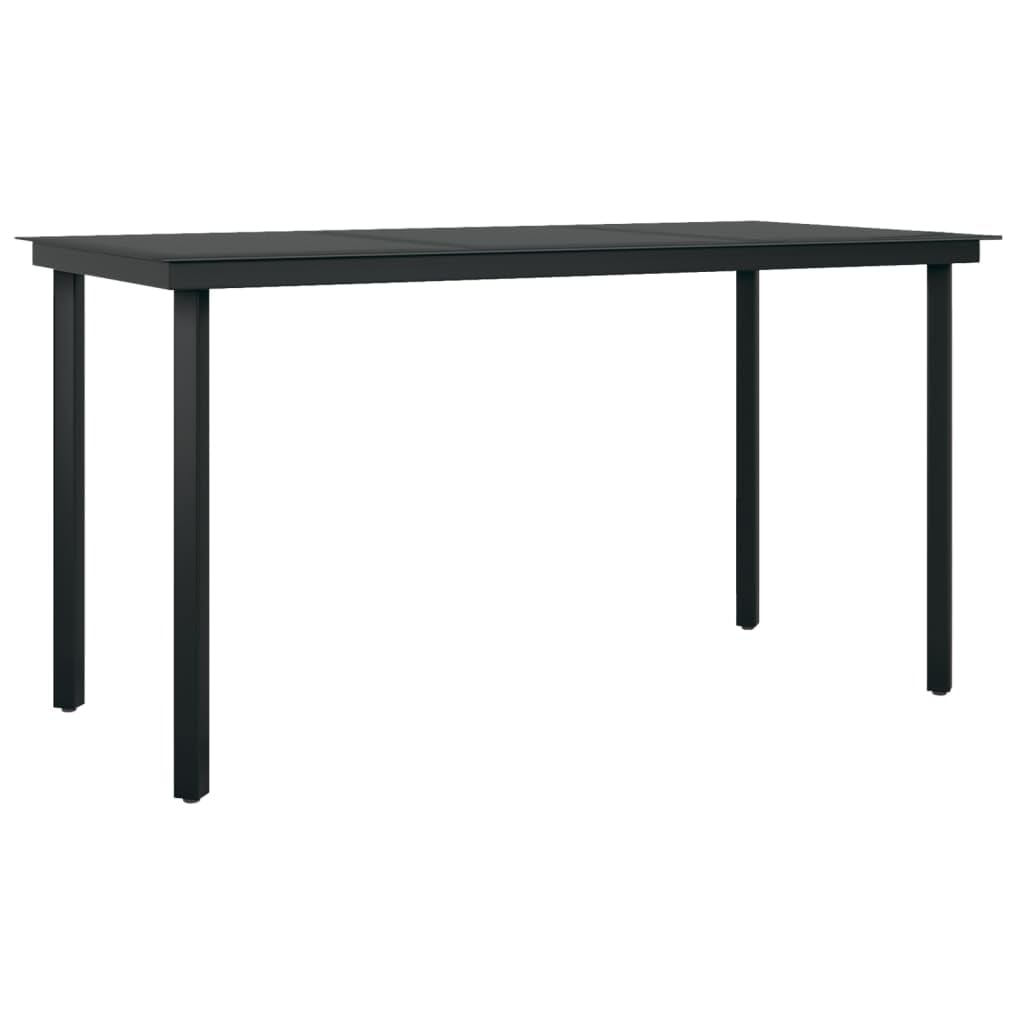 vidaXL Patio Dining Table Black 55.1x27.6"x29.1" Steel and Glass"