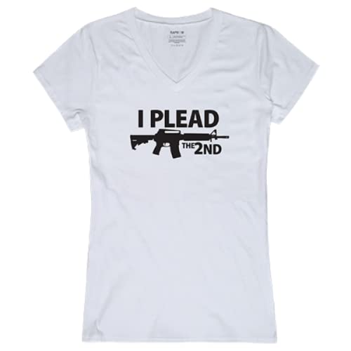 Graphic V-Neck, I Plead, White, M