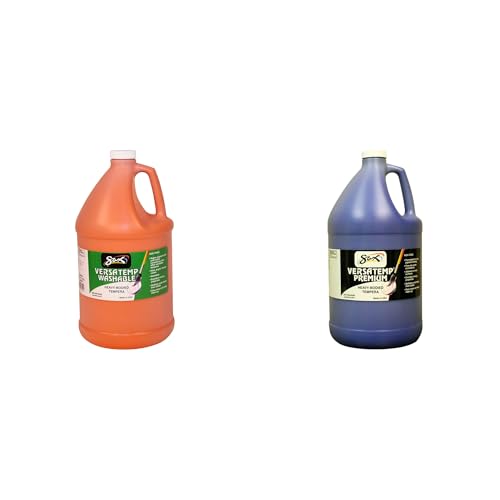 Casafoyer Washable Versatemp Heavy Bodied Tempera Paint Orange & Primary Blue Combo Kit for Arts & Crafts Projects