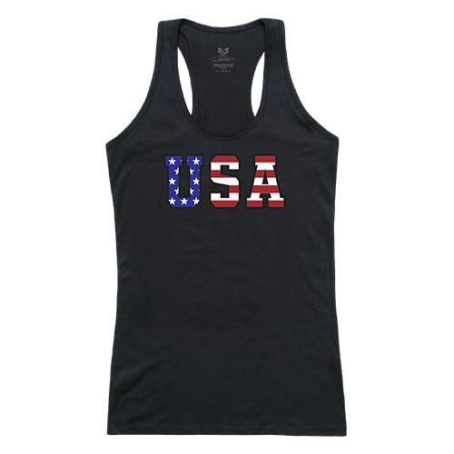 Graphic Tank, Flag Text, Black, 2X