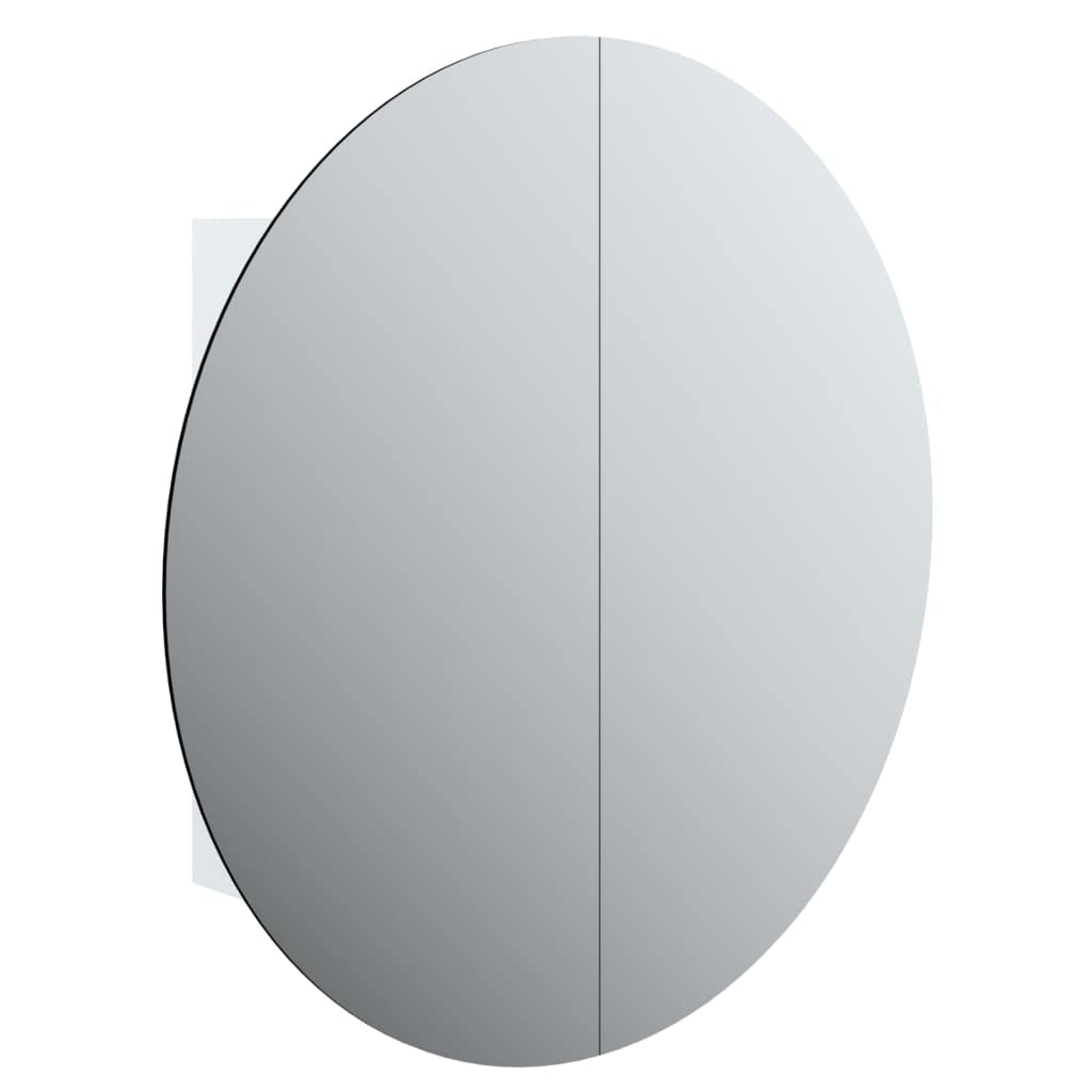 vidaXL Bathroom Cabinet with Round Mirror&LED White 21.3x21.3"x6.9"
