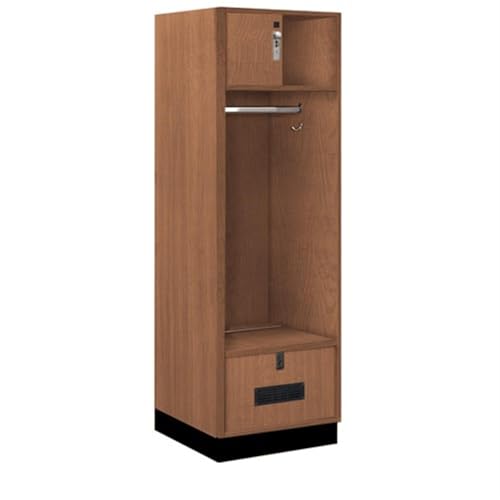Salsbury 24 Wide Premier Wood Open Access Locker - 6 Feet High - 24 Inches Deep - Red Oak - Silver Hasps