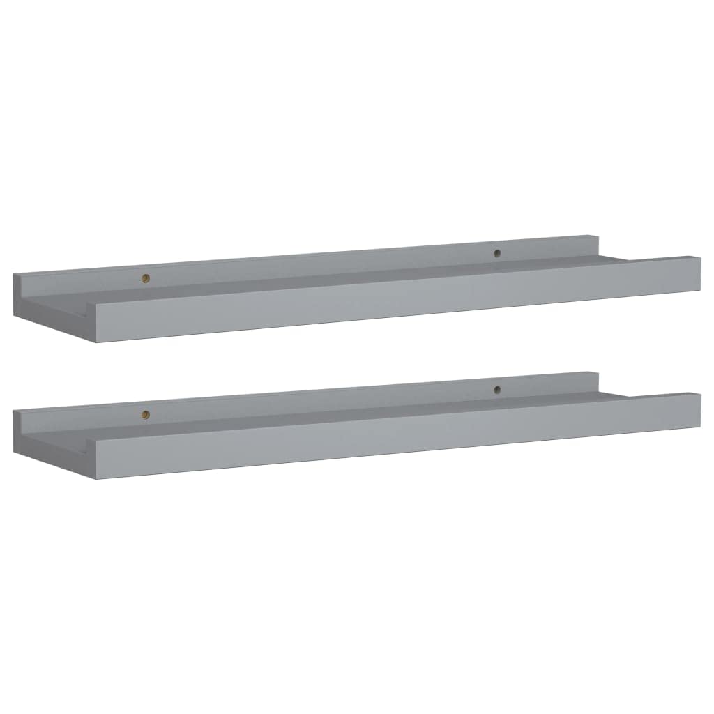 vidaXL Picture Frame Ledge Shelves 2 pcs Gray 15.7x3.5??1.2??MDF