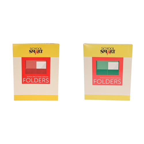 Casafoyer Extra-Large Red Folders with Pockets & Green 2-Pocket Folders Combo Kit - Bundle for Document Organization