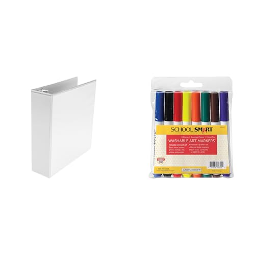 Casafoyer 3-Inch D-Ring Binder & Quick Dry Washable Marker Set  Combo Kit for Office, School, and Creative Projects