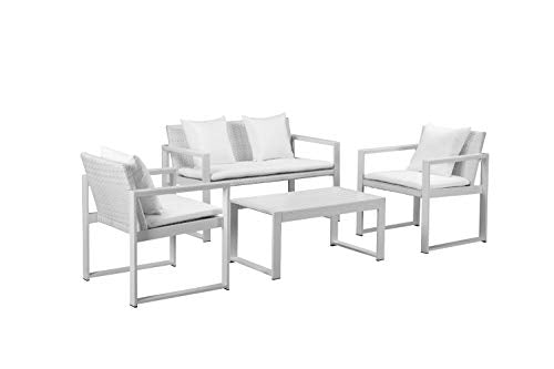 Faultlessly Stylish Outdoor Lounge Set In White (Set of 4)