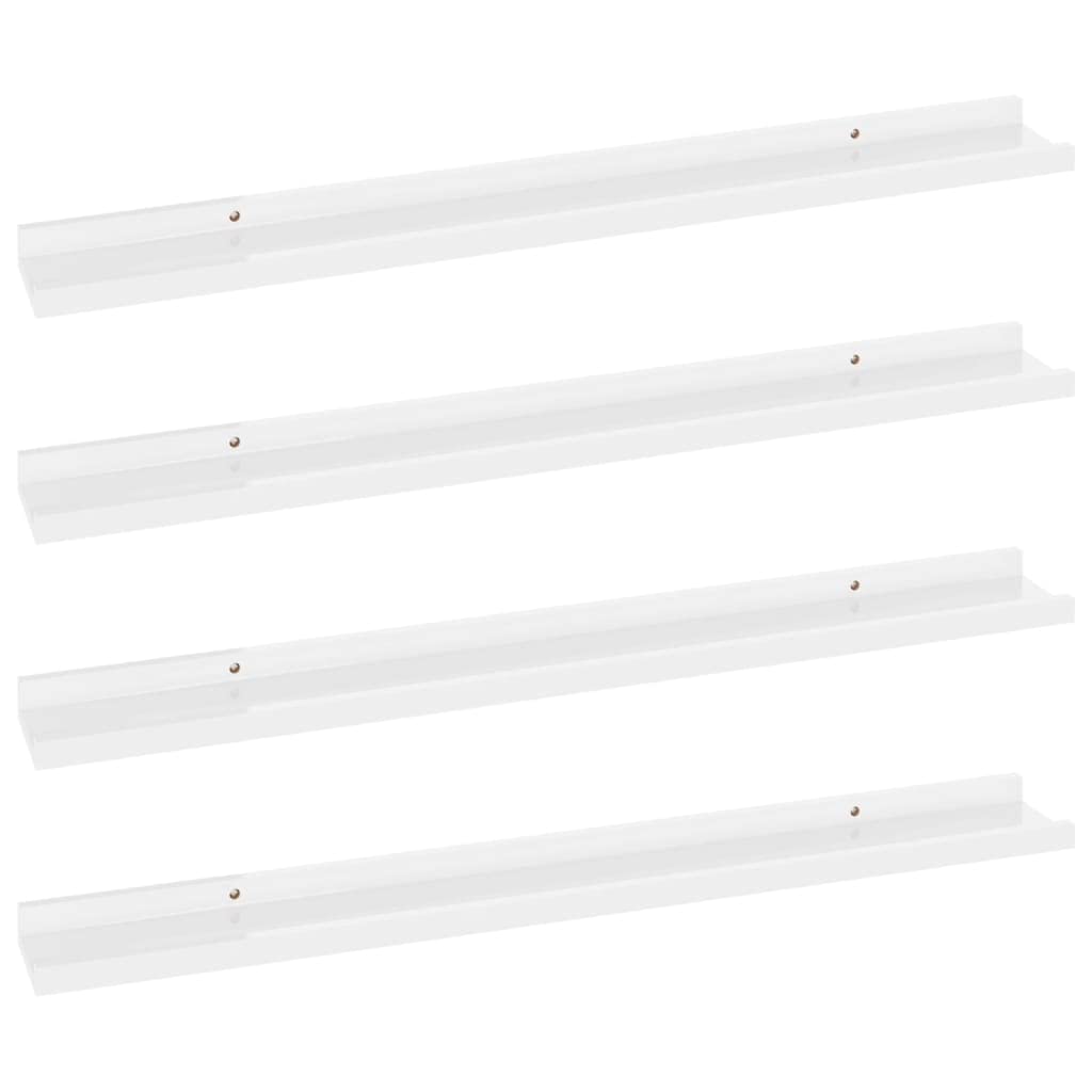 vidaXL Wall Shelves 4 pcs High Gloss White 31.5x3.5"x1.2"