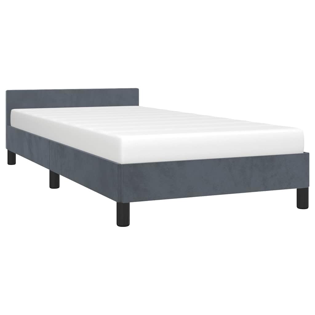 vidaXL Bed Frame with Headboard Dark Gray 39.4x79.9??Twin XL Velvet